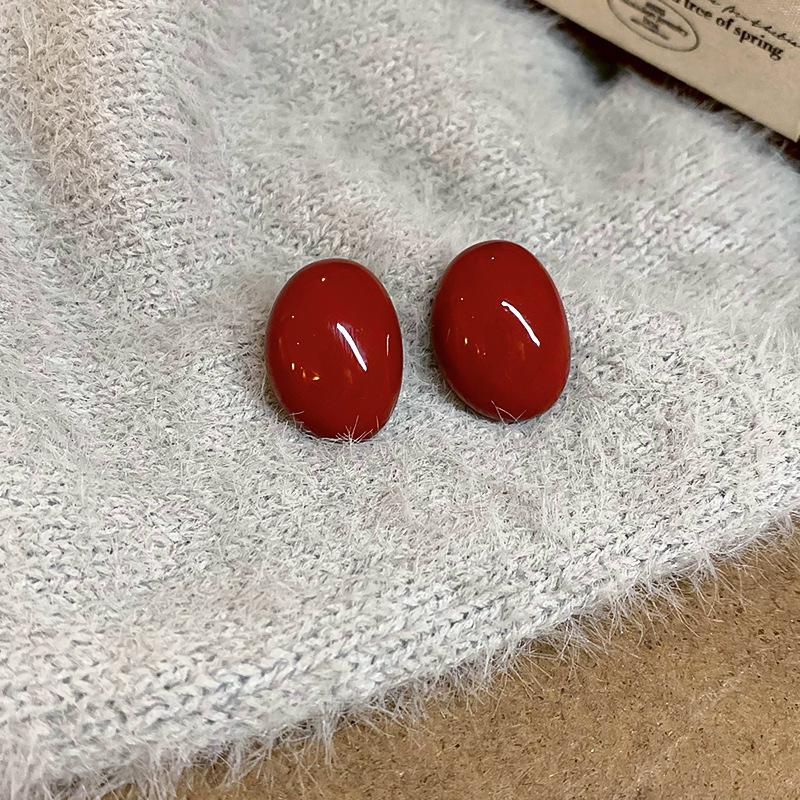 Ancola Silver Needle Red Heart Earrings – Fashionable, Luxurious & Elegant for Autumn/Winter 2025