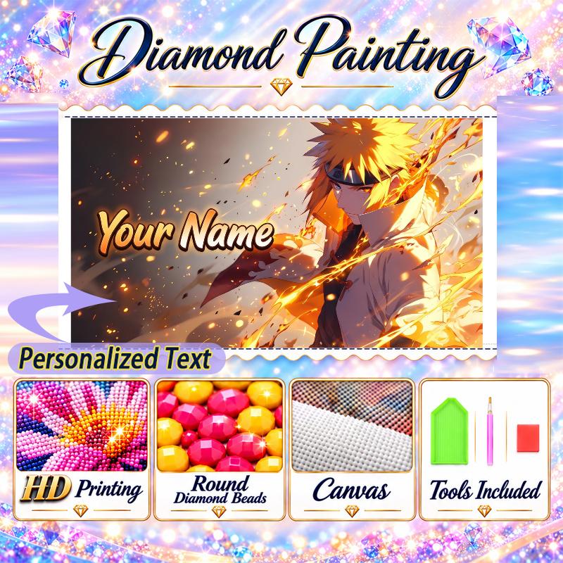 Personalized Minato Namikaze Diamond Art Custom Name 5D Diamond Painting Full Drill DIY Craft