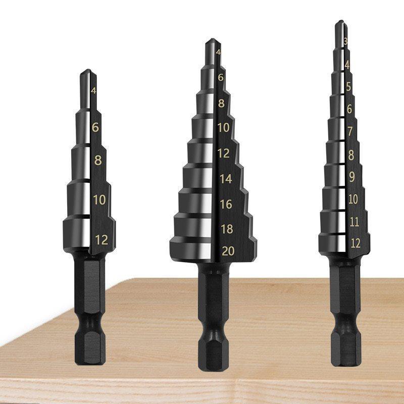 

Steel Step Drill Bit Straight Groove High Speed Metal Drill Bit Conical Hex Shank Hole Metal Tower Drill Hole Tool Set