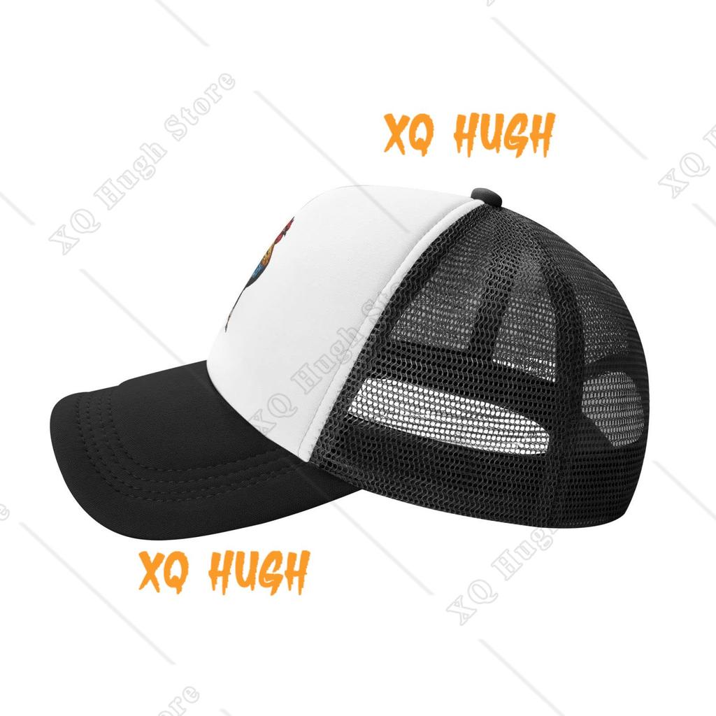 Hand Drawn Rooster Black Trucker Hat Mesh Back Adjustable Funny Gift Baseball Snapback Cap for Men Women