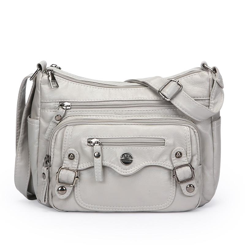 Skulderveske Stor Kapasitet Flerlags Mykt Skinn Dameveske Middelaldrende Og Eldre Morsveske