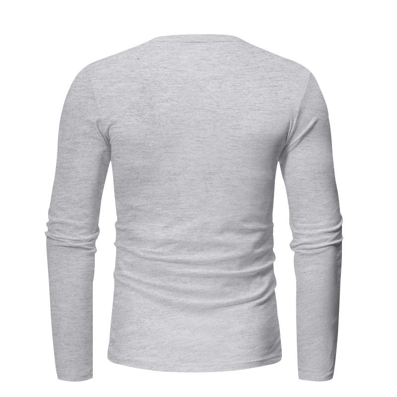 Men's Long Sleeve Henry Shirt Men's Slim Crew Neck Long Sleeve T-shirt