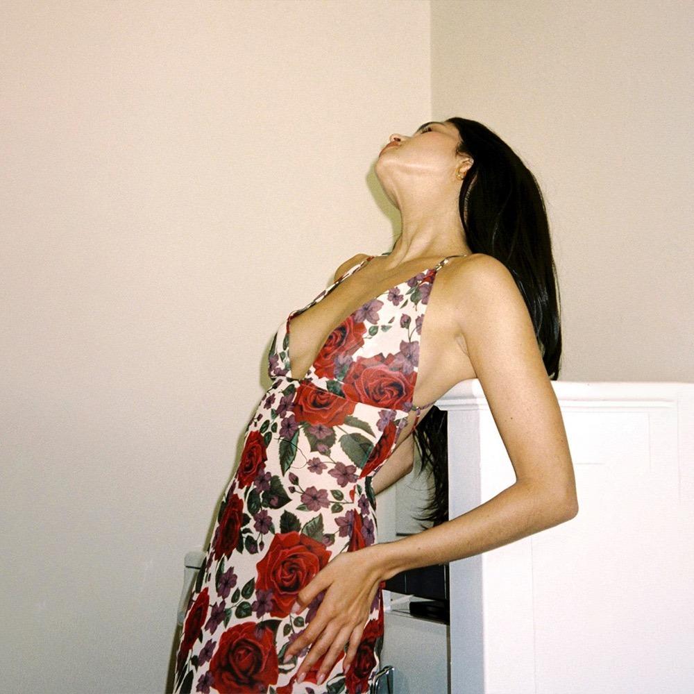 Spaghettiträger Rückenfreies Druckkleid Für Damen Mode Tiefer V-Ausschnitt Ärmellos Schnürung Bodycon Bedruckt Sexy Langes Kleid