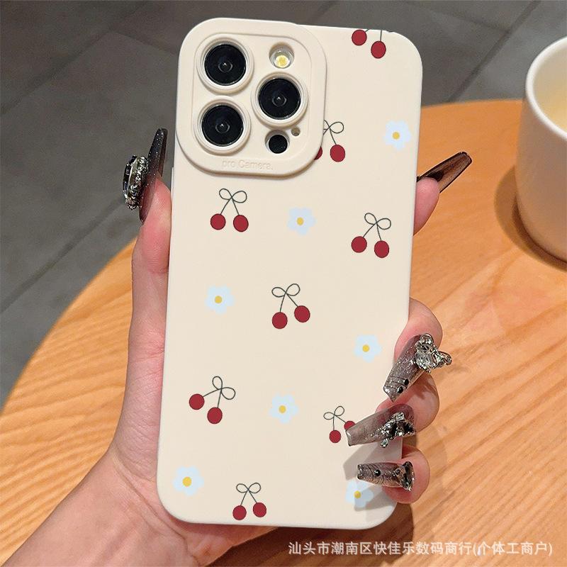 Rote Kirsche passt für iPhone 14 Hülle, iPhone 13 Pro Max, Silikon 12/16 weiche Hülle XS/15 für Frauen, 17