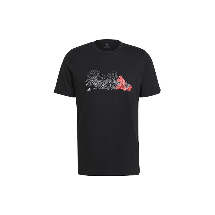 Adidas X Disney Collaboration T Shirts Men's Black Crew Neck Moderate Straight Fit GL3204