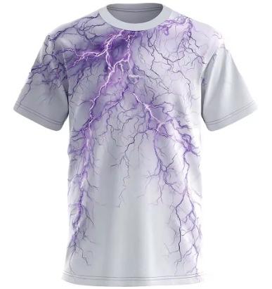Herren T-Shirt mit 3D-Blitzmuster Sommer kurzärmelig lässig Rundhals atmungsaktiv Streetwear personalisiertes Oberteil
