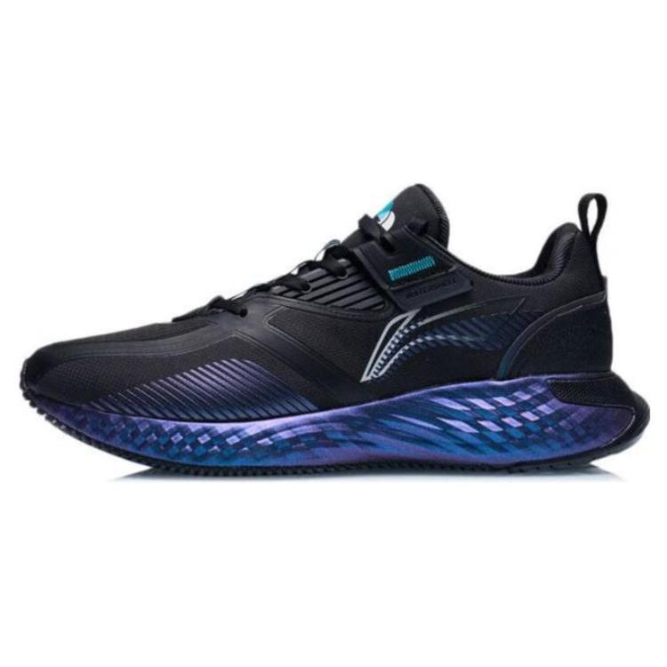 New LiNing Cloud Shield Wear Resistant Low Top Running Shoes Men's Black Purple AGLR233-53