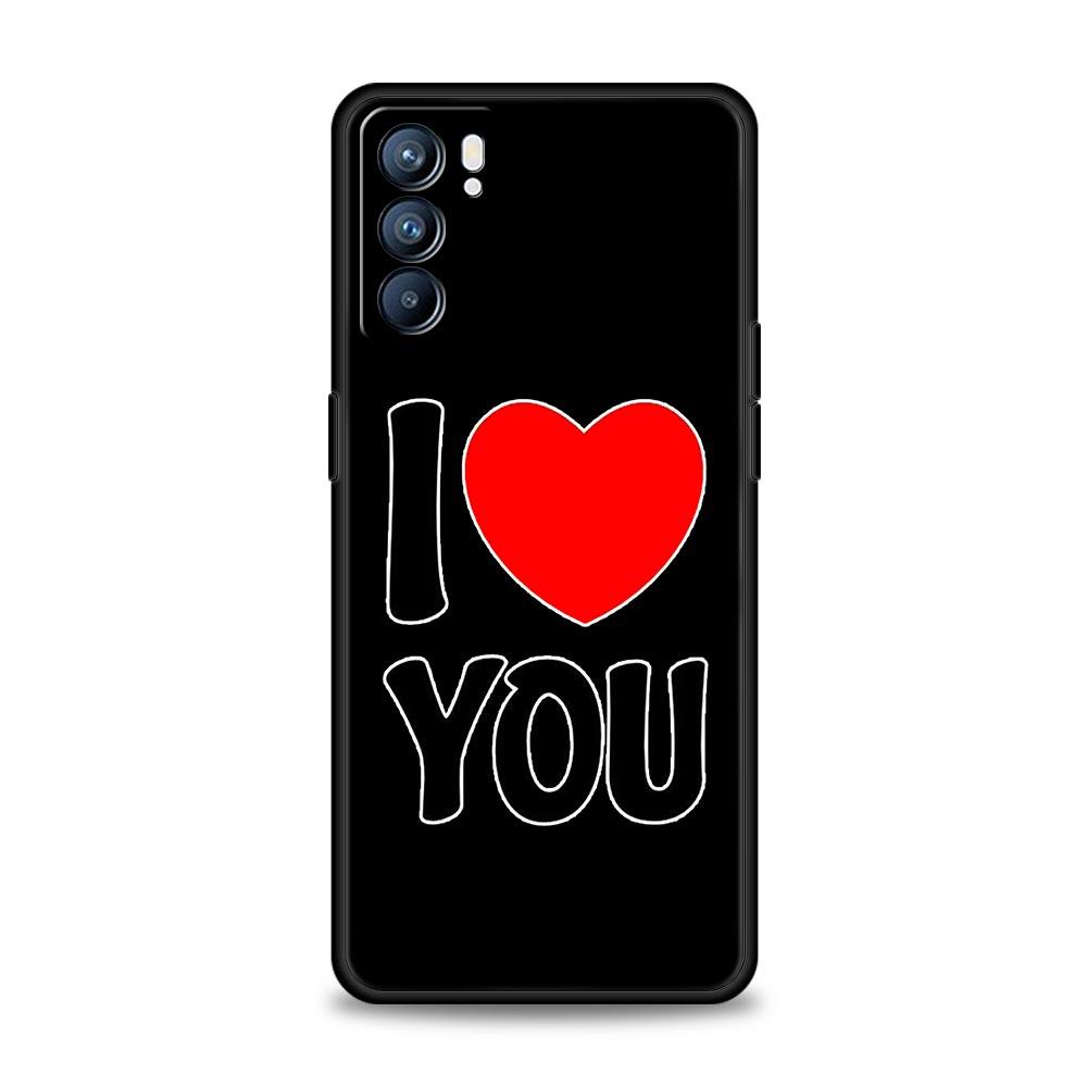 I Love you Pink Heart Phone Case For Oppo Reno8 Reno7 Reno6 Pro A54 5G Find X6 X5 A53 A52 A9 A15 A95 A17 A16 A74 A57 A31 Cover