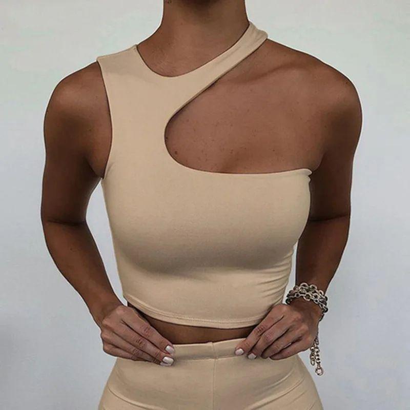 Solid Color round Neck Neck Sleeveless Top Pure Color round Neck Slim Fit Sleeveless Top Women