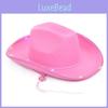 Led Light Cowboy Hat For Party Supplies With Pink Edging And Sewn Fabric For Girls Gift