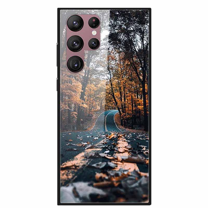 For Samsung Galaxy S22 Ultra 5G Phone Case Tempered Glass Back Cover Hard Case For Samsung  S22 Plus S 22 Capa Shell Funda Coque