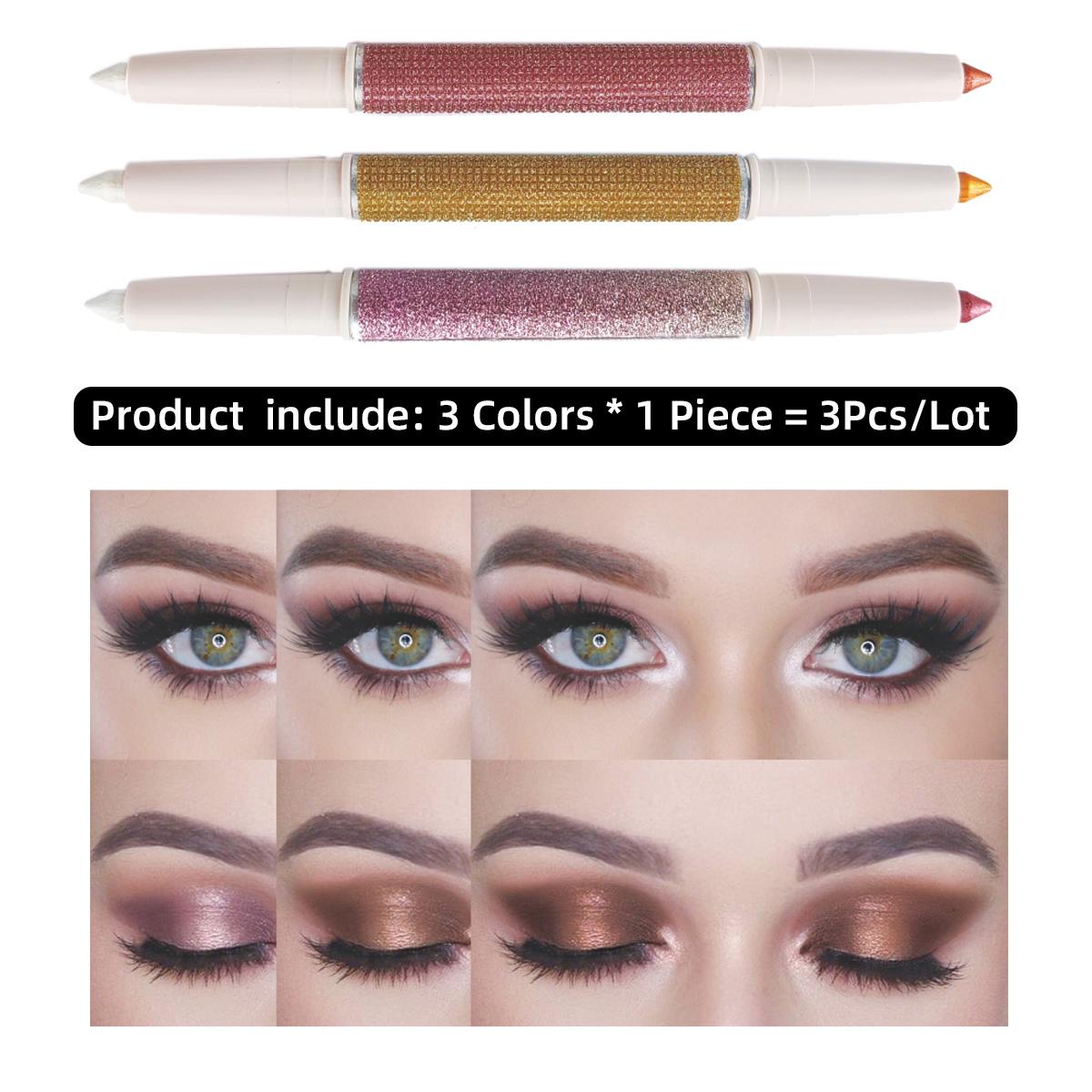 

Тени для век с двойной головкой, 2-тоновые блестящие тени для век с двойной головкой, набор карандашей для карандашей, водонепроницаемый долговечный инструмент для макияжа глаз для женщин и девочек