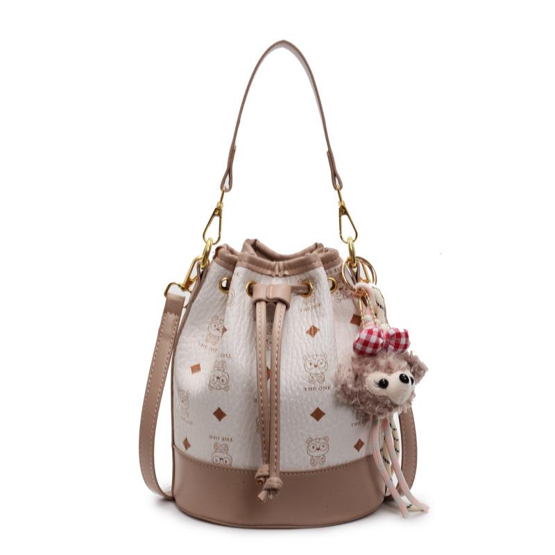

New niche drawstring bucket bag printed high value high texture commuting versatile single shoulder messenger bag No pendant