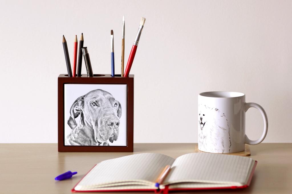 Great Dane I – Pen holder with a dog, desk organizer with a print | Art-Dog
