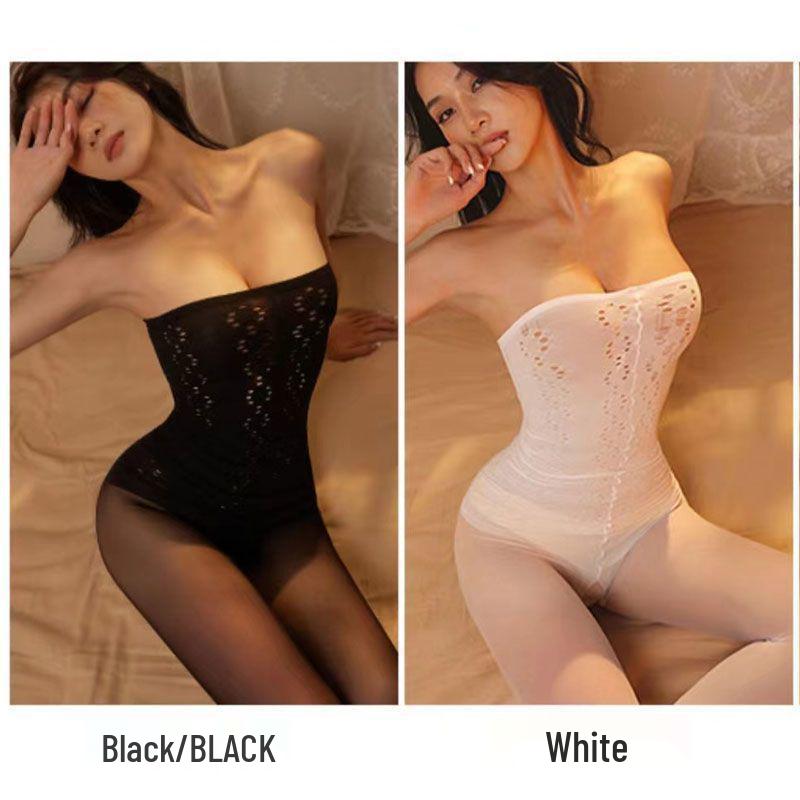 3-farbiger Patchwork-Netz-Bodystocking: Offener Schritt, Schnellverschluss, Verführerisches Schwarzes Seiden-Fischernetz für Mitternachts-Charme Flirten