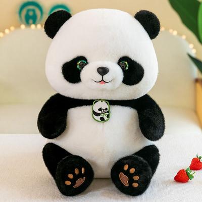 Brinquedo de Pelúcia Panda Chinês 24CM Olhos Verdes Peito Listrado Super Cheio Macio Animal Tesouro Nacional Chinês Boneca Aniversário de Criança