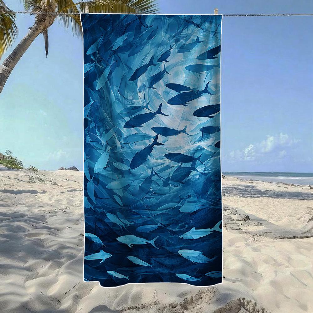 

Abstract School of Fish Ocean Beach Towel,Soft QuickDrying,Perfect For Portable Outdoor Travel,Swimming,Camping And Summer Beach W40*H60(CM)