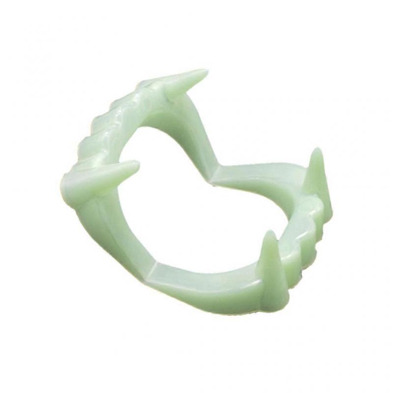 Novelty Gag Fangs Fake Teeth for Cosplay Party Halloween Tricky Playset Practical Joke Prank Toy for Halloween Festival  OneSize Green