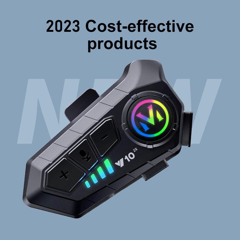 Y10-2X Bluetooth Helmet Intercom Headset, 500m Range, 2-Person Smart Voice Communication