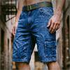 Letní Pánské Džínové Šortky Cargo s Více Kapsami Denní Ležérní Streetwear Vintage Jednobarevné Módní Džínové Šortky Muž