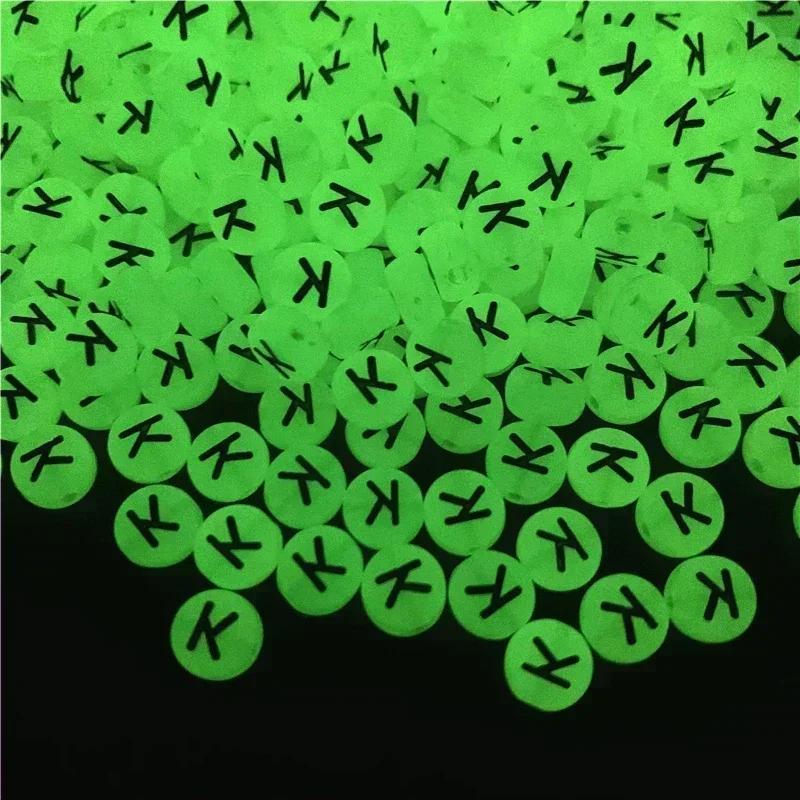 100-500PCS Acrylic Luminous A-Z 26Letter Beads Loose Spacer Alphabet Beads For Jewelry Making DIY Charms Bracelet Necklace