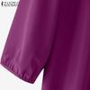 ZANZEA Women Casual V-Neck Loose 3/4 Sleeve Dress