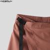 INCERUN Men Elastic Waist Layers Ruffled Pants Casual Irregular Long Trousers