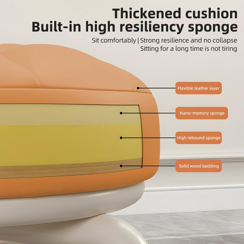 360° drehbarer Rollhocker Hohe Elastizität des Schwamms Stumme Räder Runder Hocker Lederoberfläche Wasser- und schmutzabweisend Niedriger Hocker