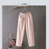 Women's 2023 Cotton-Linen Casual Straight Pants, Korean Style, Slim Fit, Lightweight Nine-Point Harem.