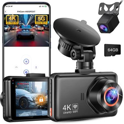ZAIDER Dash Cam with Front and Rear No Wiring Required 4K Rear 1080P Smartphone Impact Night LED Traffic Light Backup Easy Overwrite 64GB MicroSD Card