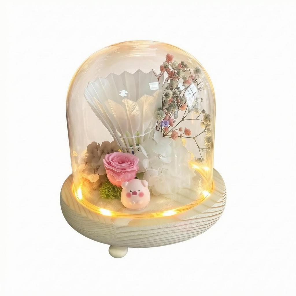 LED Dome Ornament with Wooden Base Eye-Catching for Office Decor, Bedroom Accent