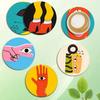 Set of 6 2D Drink Theme Pattern Art Coasters Round Wooden Heat Resistant Non-Slip Home Decor Gift Multifunctional Decoration