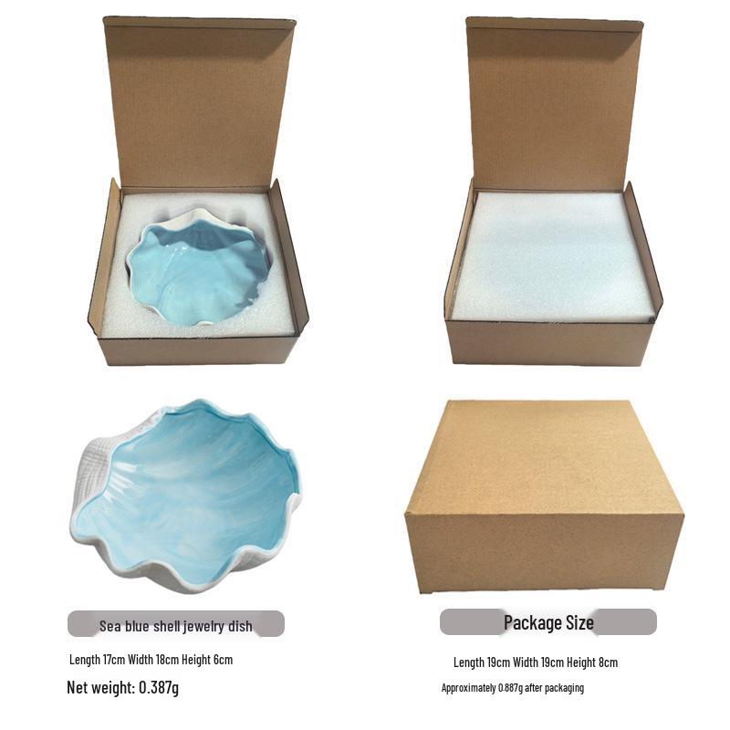 Starfish Seashell Ceramic Jewelry and Storage Tray with Marine Ornament Design