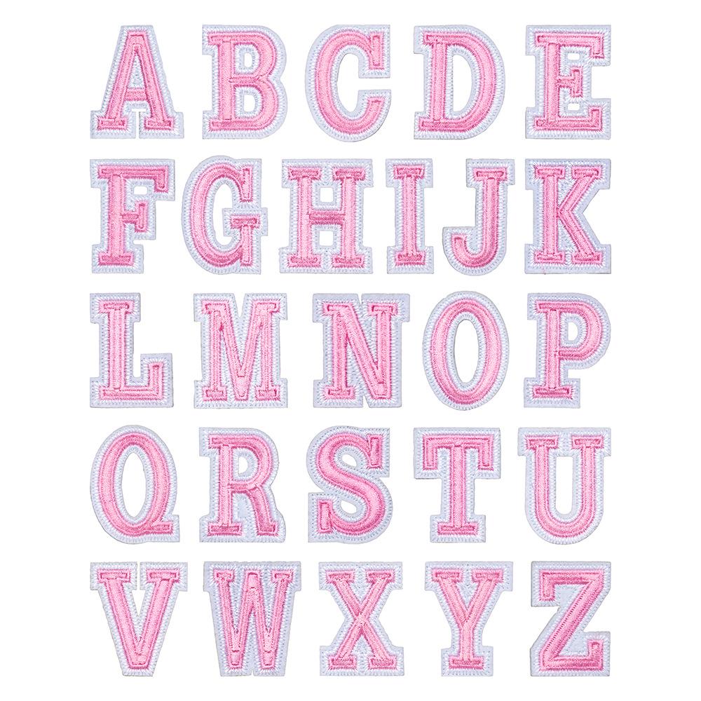 Exquisite Pink Embroidered Alphabet Patch for Jackets & DIY Decor