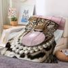 Trendige Rosa Retro Leopardendecke Warm Weich Geeignet für Schlafzimmer Sofa Bett Wohnzimmer Büro Reise Camping Geschenke