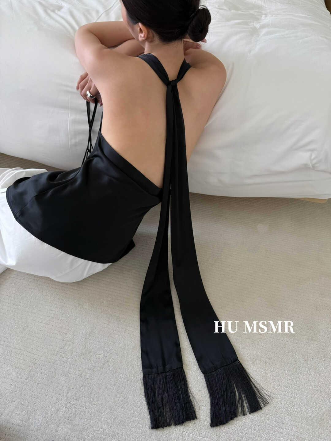 HUMSMR Spring Collection: New Sleeveless V-neck Tie-up Open Back Vest T0220 One Size чёрный