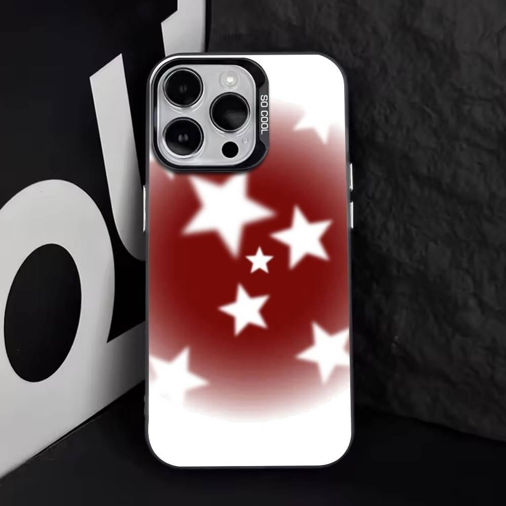 Minimalistischer Roter Stern Handyhülle Für iPhone 17,16,15,14,13,12,11 Plus,Pro Max,XS,Bunte Silber Schwarz Hülle