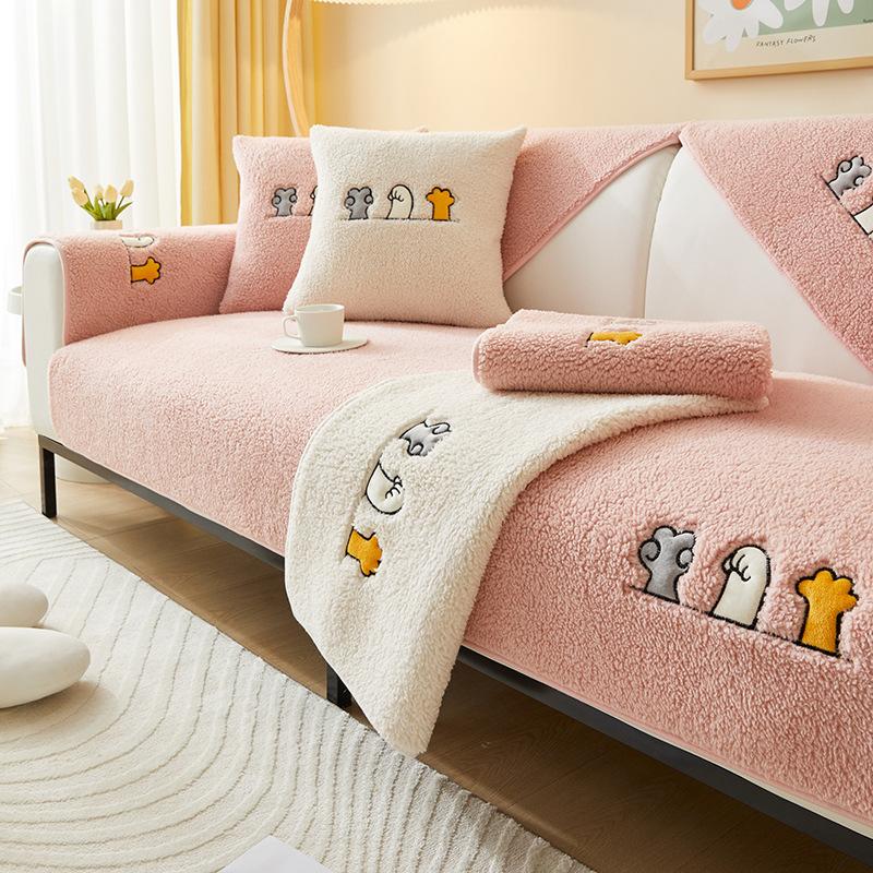 New Internet Celebrity Sofa Cushion Winter Plush Thickened Seat Cushion Non-Slip Light Luxury Leather Sofa Cover Cloth Towel