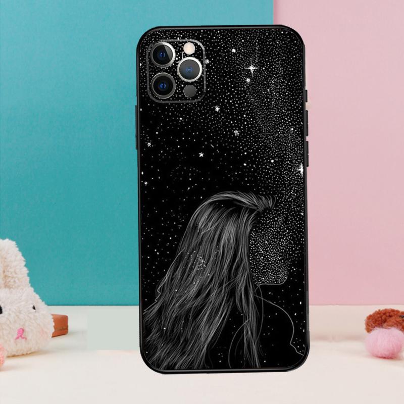 

Black Aesthetic Skeleton Digital Phone Case For iPhone 17 Air 16 15 14 12 11 13 Pro Max 12 13 mini 15 16 Plus 16e Cover Coque iPhone 13 Pro