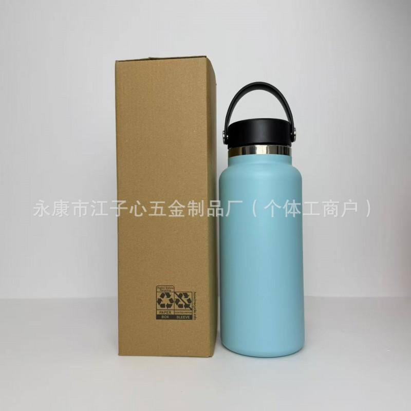 Borraccia Termica in Acciaio Inossidabile 32oz 40oz Doppia Tappo Tazza da Viaggio per Esterno con Manico Ermetica Palestra Escursionismo Campeggio