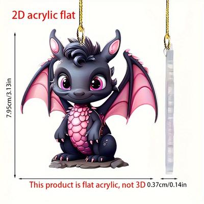 Charming Dragon 2D Acrylic Decorative Pendant, Interior Rearview Mirror Decoration Pendant, Christmas Tree Ornament