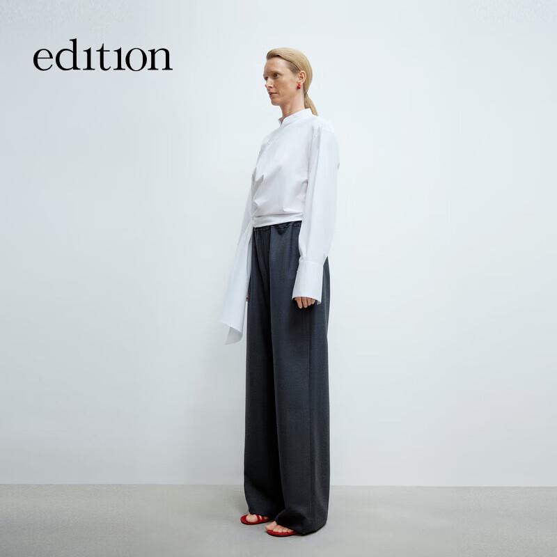 Edition Women s New Chinese Style Tie-Detail Cotton Shirt M