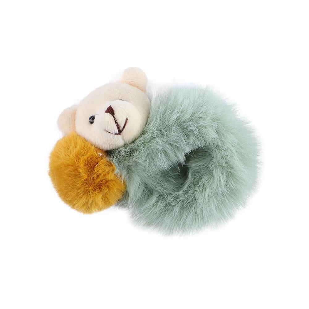 

New Hair Tie Plush Bear Lovely Cute Elastic Rubber Bands Hair Rope Hair Accessories Ponytail Holder зелений