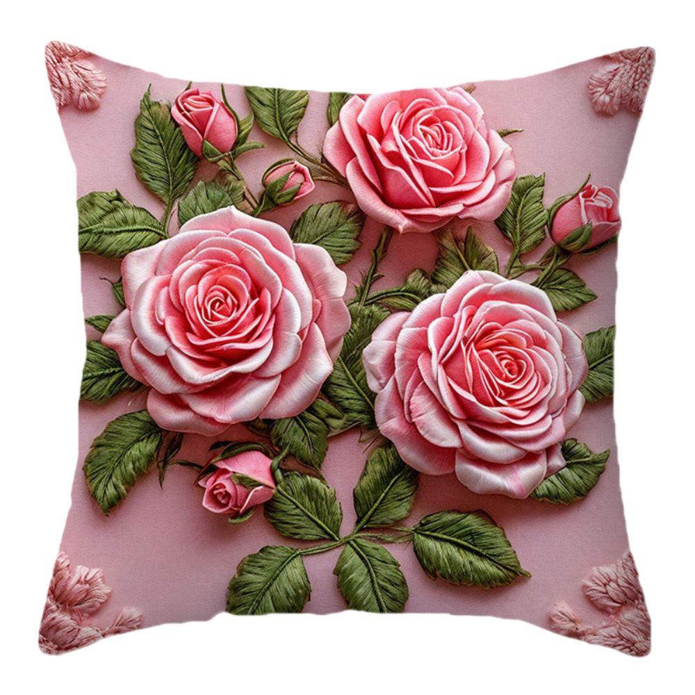 2D Floral Flowers Patters Pillowcase Rose Pattern 45X45Cm Sofa Cushion Cover Butterfly Sunflower Pillow Cloth Cover Sofa Decor