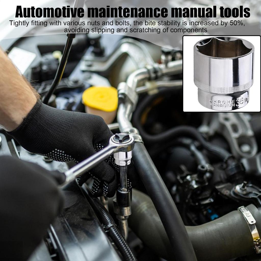 36mm Socket 6-Point Socket with Rust-Proof Drive Steel Axle Shaft Nut Remover for 1/2 Inch Ratchet Wrench System