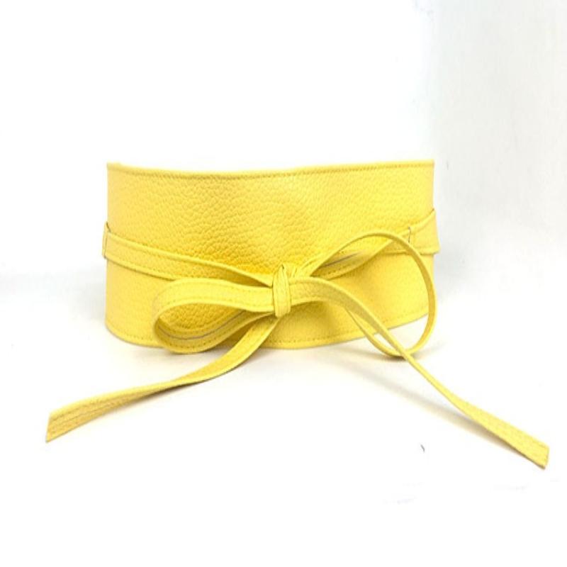 Bowknot Simple Wrap Luxury Wide Waist Band Leather Belt Corset Waistband Ladies Dress Cummerbands