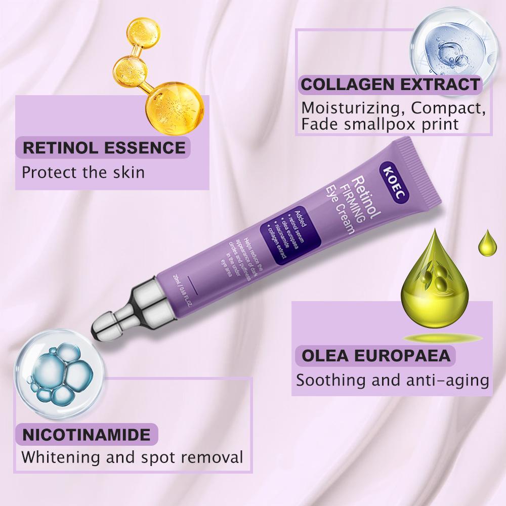 Oční krém s retinolem na tmavé kruhy a vrásky, rozjasňující a zpevňující, hydratační oční sérum proti stárnutí, 30 ml