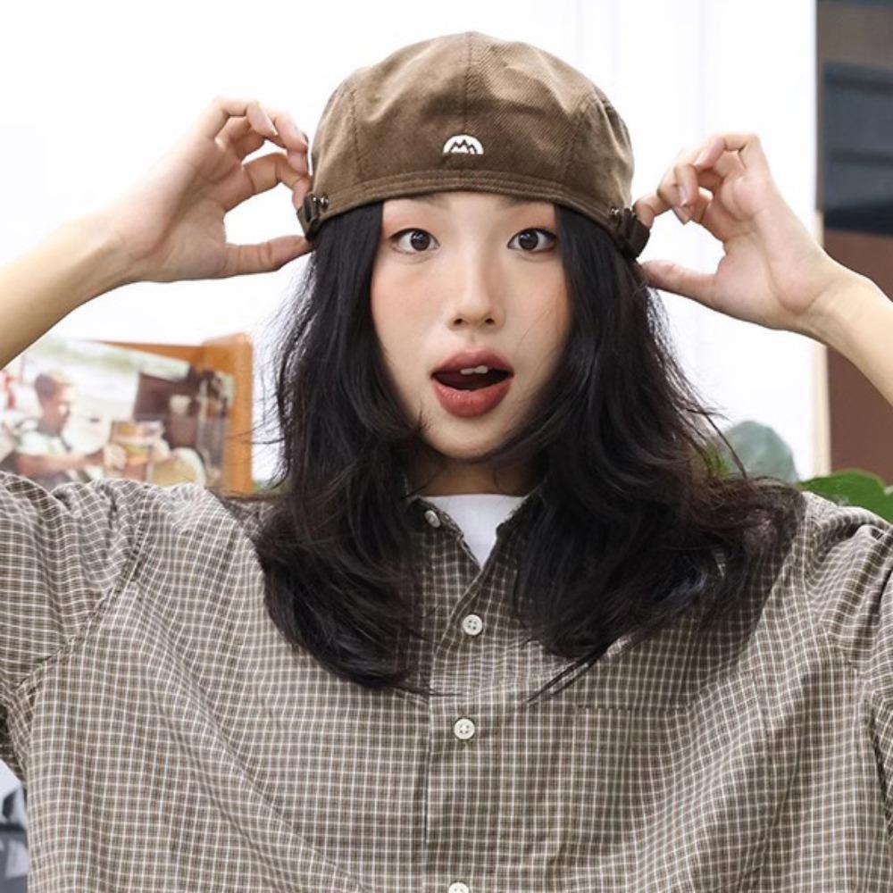 Pure Color Embroider Letter Hat Artist Retro Painter Hat Adjustable Newsboy Flat Cap Male Famale