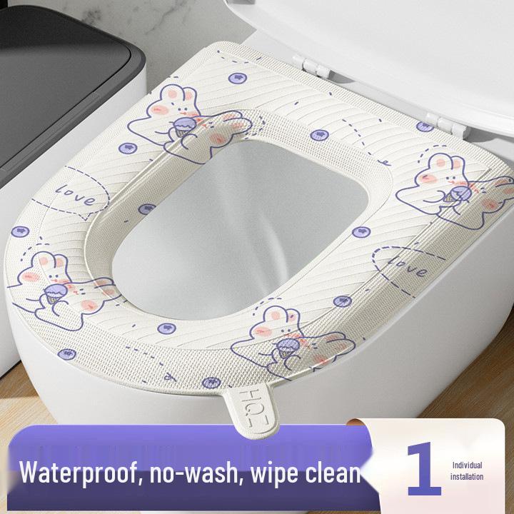 Universal Cartoon Waterproof EVA Toilet Seat Pad - All-Season, Large, Washable, and Adhesive.