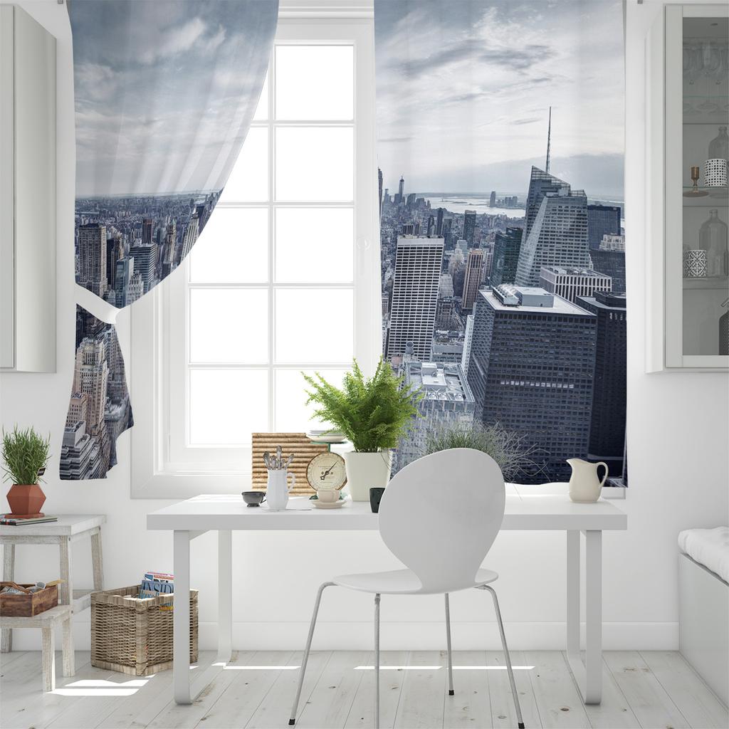 Hamanton Architecture In New York City Window Curtains Scenic Curtains for Living Room Decorative Items Living Room